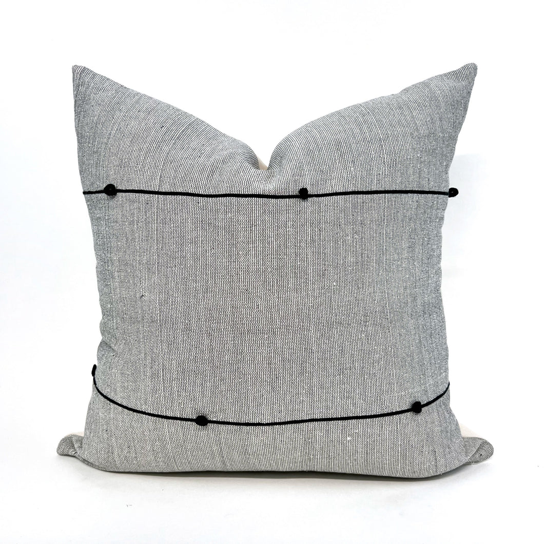 Hand-loomed Mexican gray and black stripe pillow cover