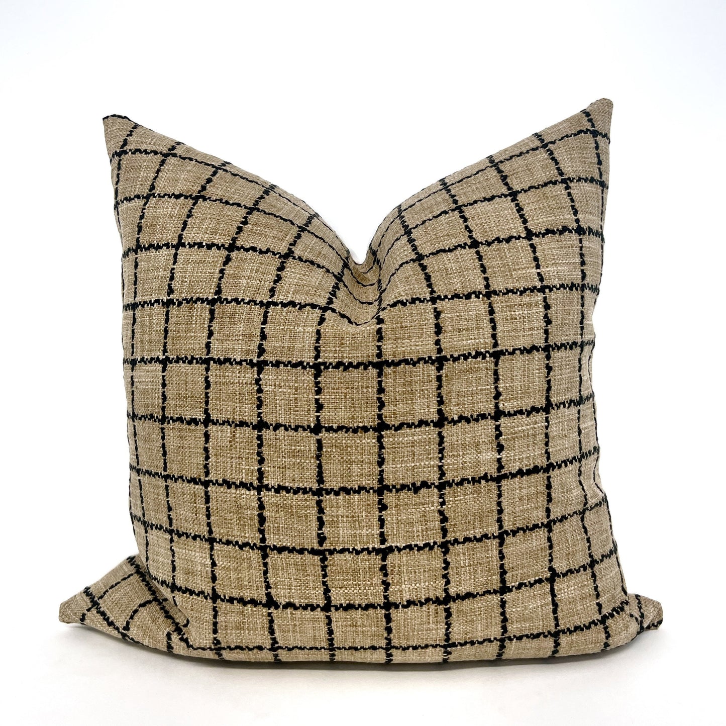 Brown and black mini window pane pillow cover