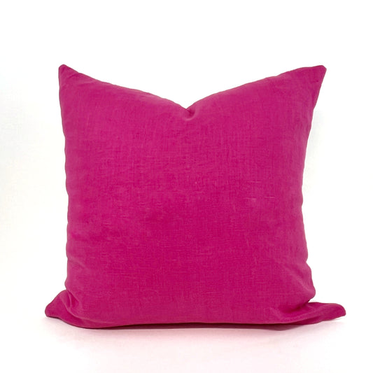 Magenta linen pillow cover